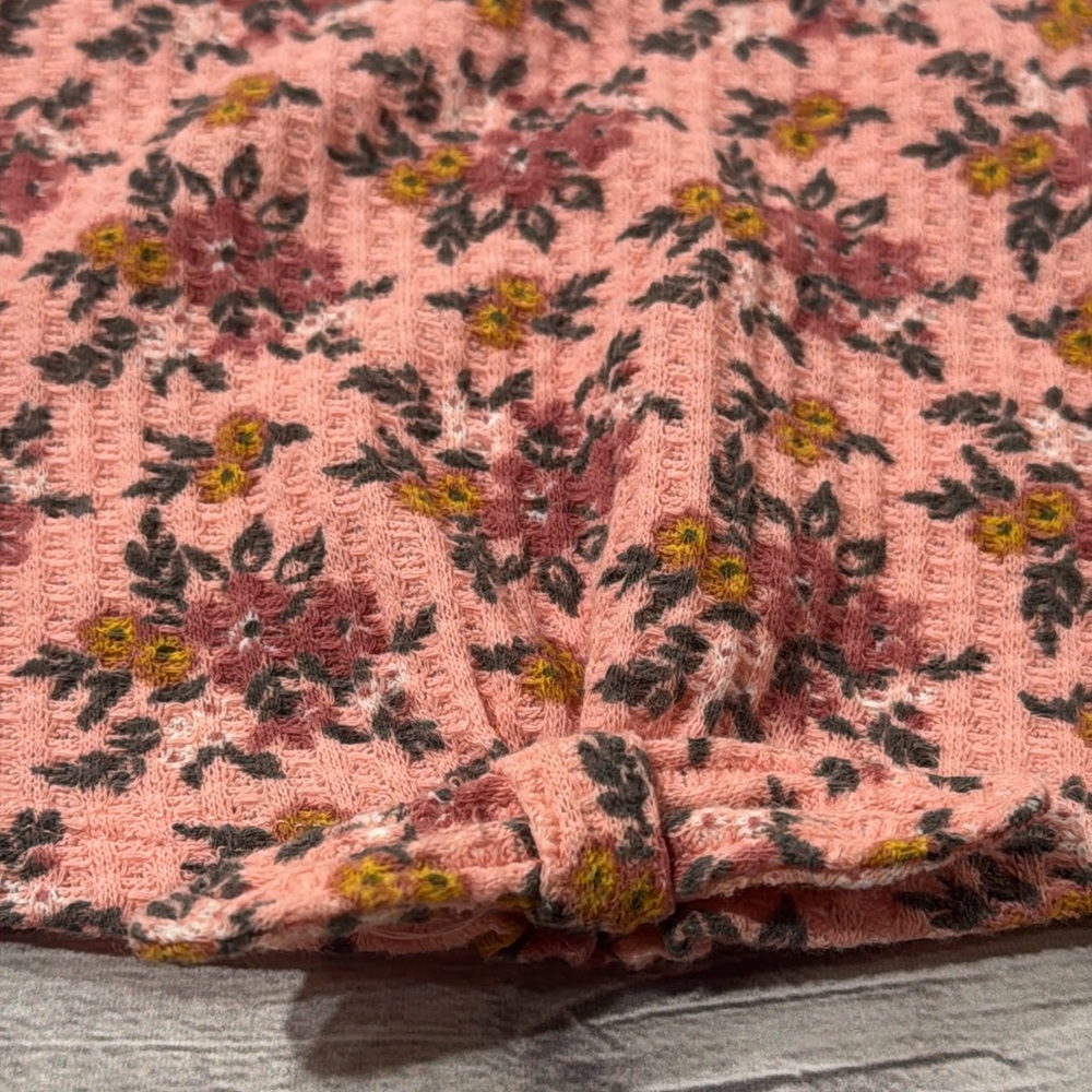 Little Lass Baby Girls Pink Floral Top with Cinched Short Sleeves - Picture 4 of 6